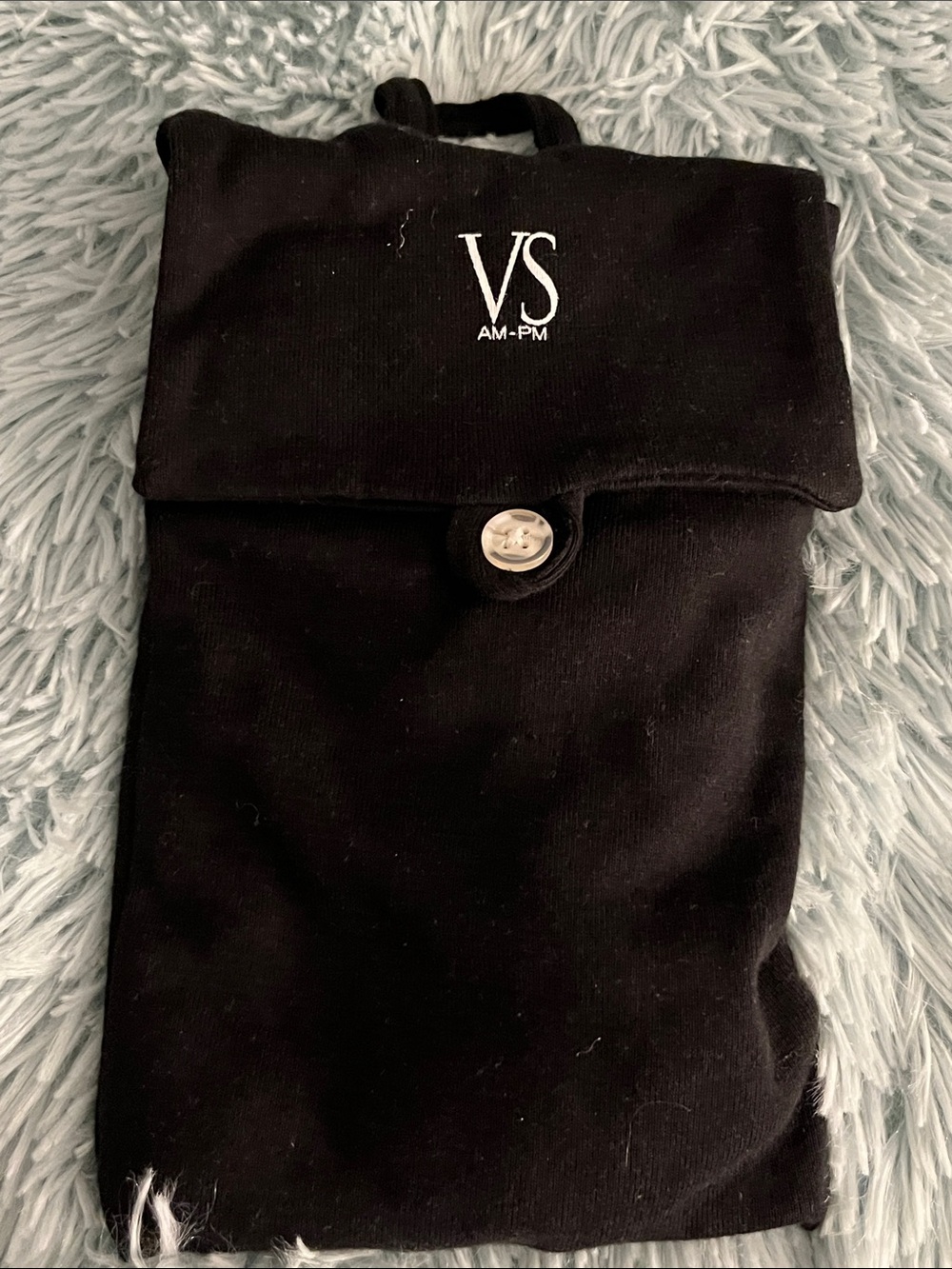 Victoria's Secret Black,Silver & White Cotton Thong Set / Travel Pouch  NWT M/L